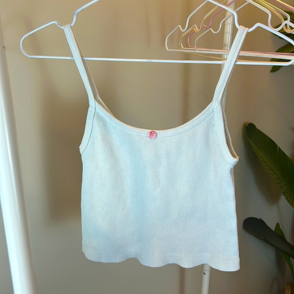 Brandy Melville white tank top with adorable flower detail! - Picture 1 of 4